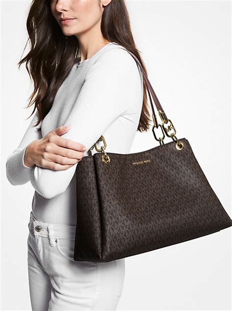 michael kors trisha large logo shoulder bag|Michael Kors trisha.